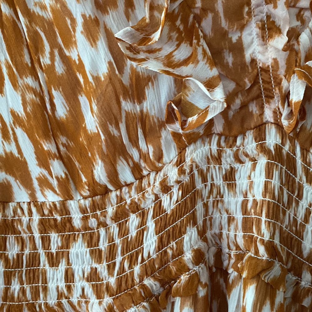 Anthropologie The Odetta Ruffled V-Neck Dress size S honey color new - Picture 5 of 10